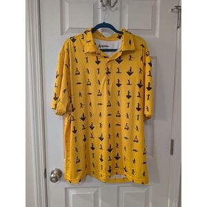 Royal & Awesome, Mens XXL, Short Sleeve Novelty Golf Polo, Yellow Stick Golfer